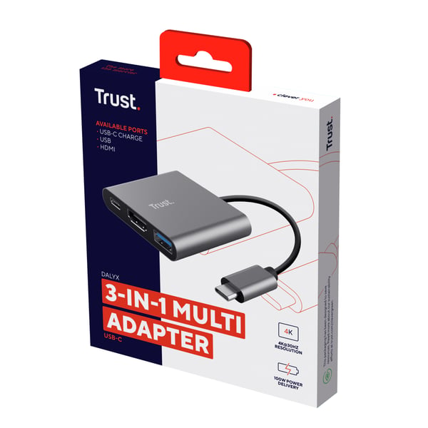 Trust Dalyx USB 3.2 Gen 1 (3.1 Gen 1) Type-C Aluminium, Svart
