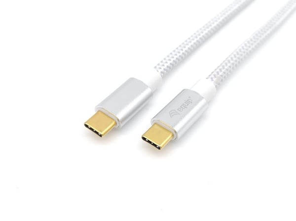 Equip 128356 USB-kabel USB 3.2 Gen 2 (3.1 Gen 2) 1 m USB C 10 Gbit/sek. 100 W Sølv, Hvid