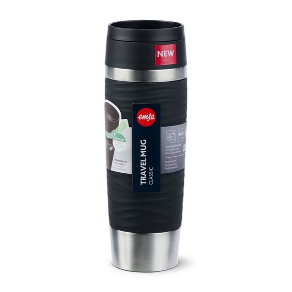 EMSA Travel Mug Waves Grande 500 ml Musta, Ruostumaton teräs