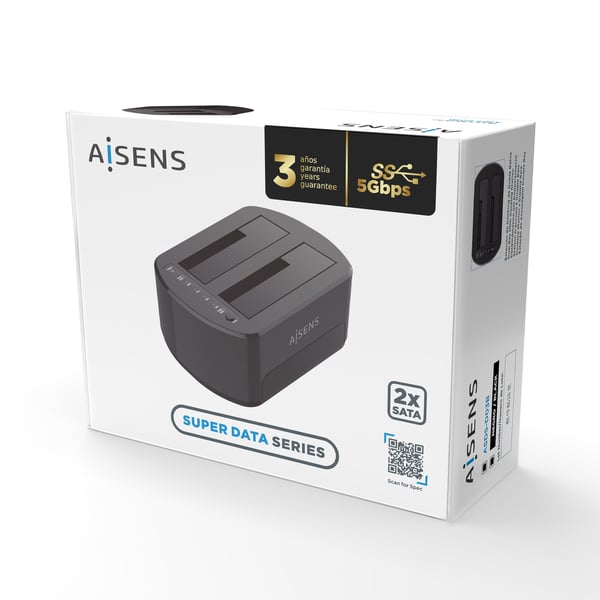 AISENS ASDS-D03B tallennusaseman telakointiasema USB 3.2 Gen 1 (3.1 Gen 1) Type-B Musta