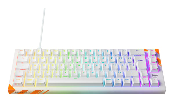 CHERRY K5 PRO TMR COMPACT tastatur Spil USB QWERTY UK engelsk Orange, Hvid