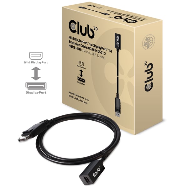 CLUB3D CAC-1120 DisplayPort-kaapeli 1 m Mini DisplayPort Musta