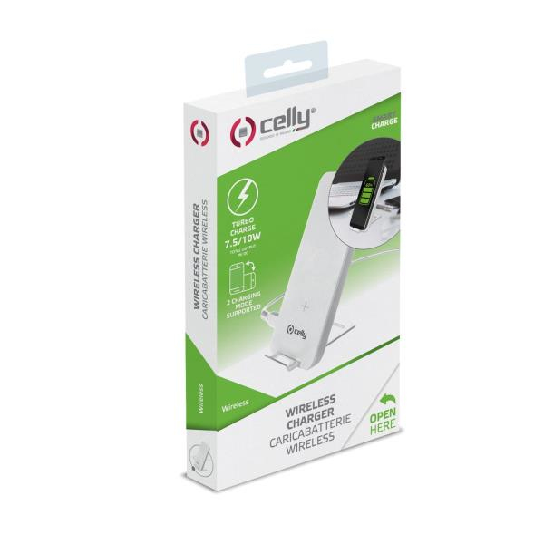 Celly WLFASTSTANDWH oplader til mobil enhed Smartphone Hvid USB Trådløs opladning Indendørs