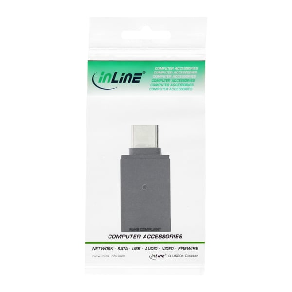 InLine 35805 kabelomvandlare (hane/hona) USB Type-C male USB 3.1 A Svart