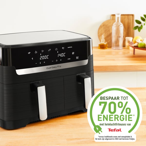 Tefal Dual Easy Fry & Grill EY9018 Dubbel 8,3 l Fristående Varmluftsfritös Svart
