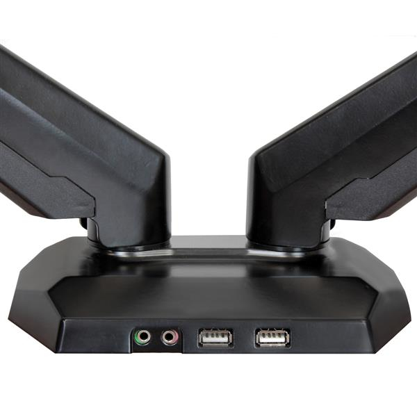 StarTech.com Kaksi monitoritelinettä sisäänrakennetulla 2-porttisella USB- ja audioläpiviennillä - Kiinnityssarja