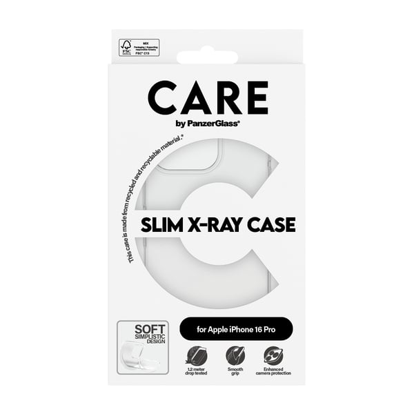 PanzerGlass CARE™ by ® X-Ray Case iPhone 16 Pro mobiltelefonfodral Mobilskal Transparent