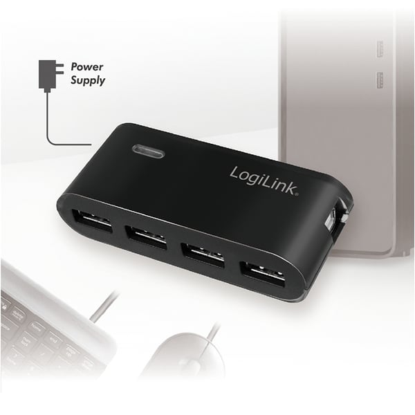 LogiLink UA0085 gränssnittshubbar USB 2.0 Type-A 480 Mbit/s Svart