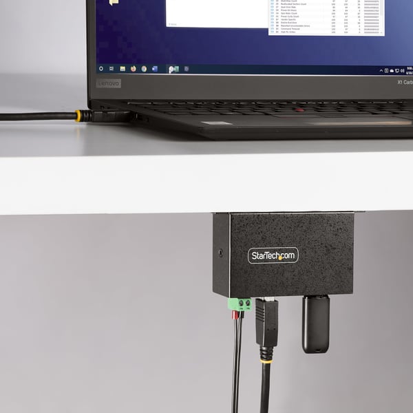 StarTech.com Hanterad USB-hubb med 4 portar och 4x USB-A, robust industrihölje i metall, ESD- och överspänningsskydd, monterbar på vägg/skrivbord/skena, USB 3.0/3.1/3.2 Gen 1 5 Gbps