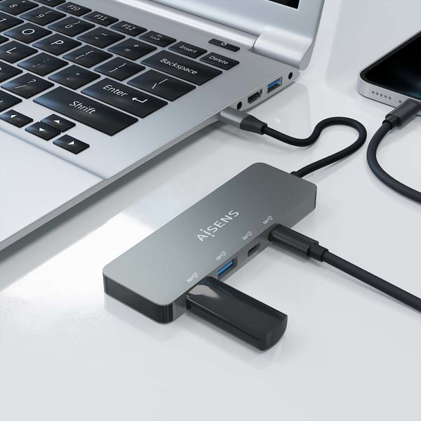 AISENS A109-0694 gränssnittshubbar USB 3.2 Gen 2 (3.1 Gen 2) Type-C 10000 Mbit/s Grå