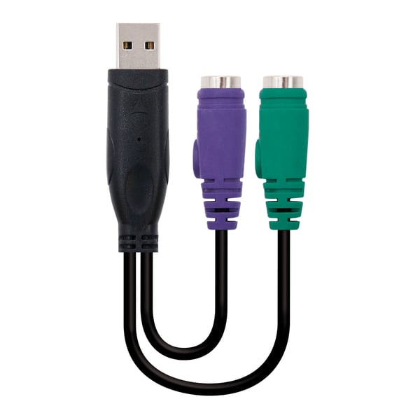 Nanocable 10.03.0101 PS2-kablar 0,15 m 2x 6-p Mini-DIN USB A Svart