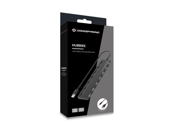 Conceptronic HUBBIES08B keskitin USB 2.0 480 Mbit/s Musta