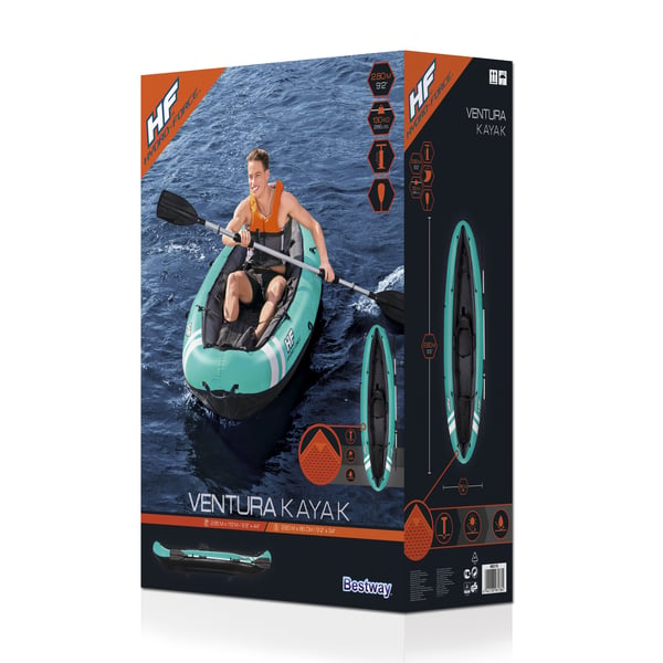 Bestway 65118 sports-kajak 1 person(er) Sort, Turkis Nylon, Polyvinylchlorid (PVC) Oppustelig kajak