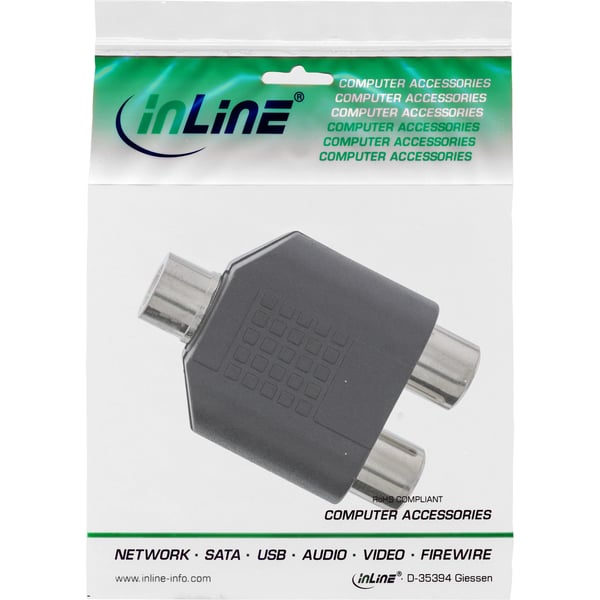 InLine 99338 kaapelin sukupuolenvaihtaja 3.5mm jack female mono 2xRCA Musta