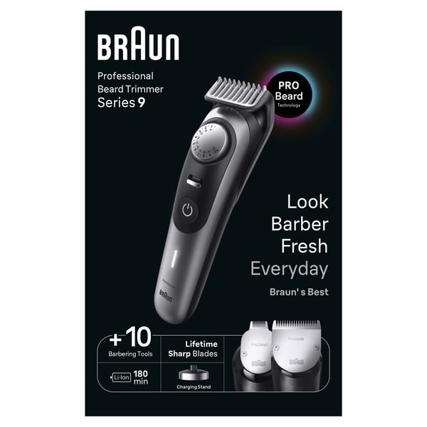 Braun BeardTrimmer BT9420 Batteri 40 2 cm Våt och torr Svart, Grå