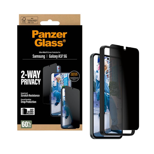 PanzerGlass ® 2-Way Privacy Skærmbeskyttelse Samsung Galaxy A37 5G | Ultra-Wide Fit m. EasyAligner