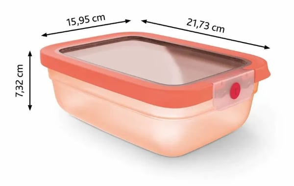 Tefal oneClick N1210810 ruoansäilytysrasia Suorakulmainen Laatikko 1,2 L Oranssi 1 kpl