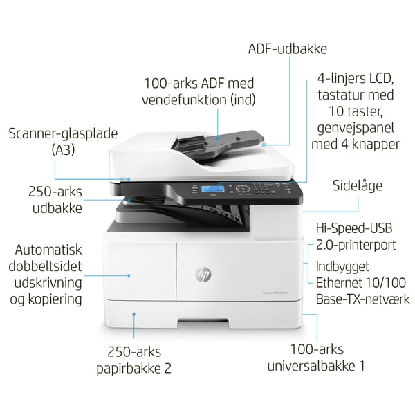 HP LaserJet MFP M443nda Laser A3 1200 x 1200 dpi 24 sider pr. minut
