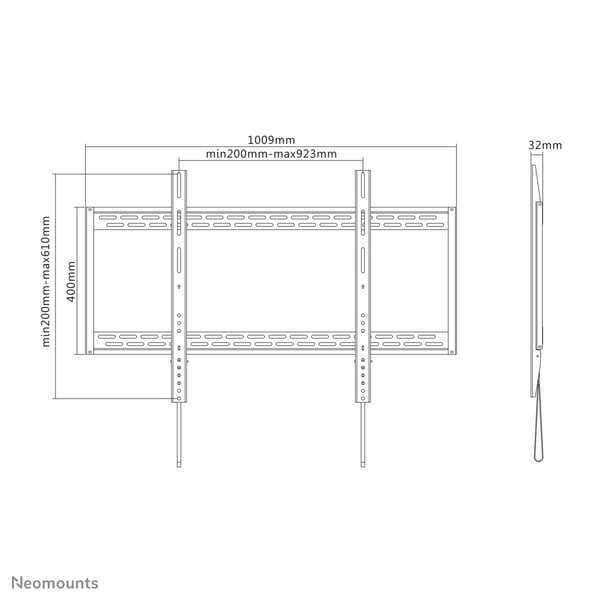 Neomounts LFD-W1000 TV-kiinnike 2,54 m (100") Musta