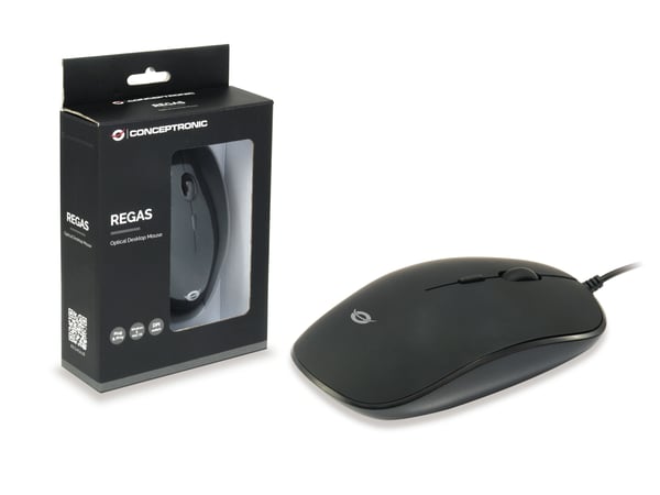 Conceptronic REGAS01B hiiri Office Molempikätinen USB A-tyyppi Optinen 1200 DPI