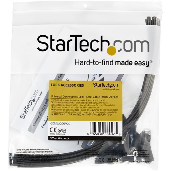 StarTech.com CONNLOCKPK20 kabelorganisator Gulv Kabeltilslutning Sort 20 stk