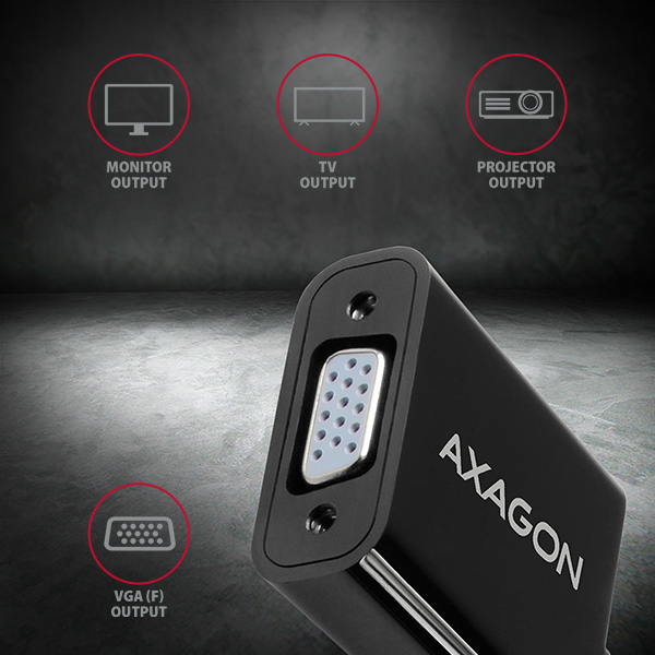 Axagon RVD-VGN videokabeladapter 0,15 m DisplayPort VGA (D-Sub) Svart