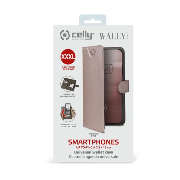 Celly Wally One mobiltelefon etui 17 cm (6.7") Tegnebogsetui Lyserød