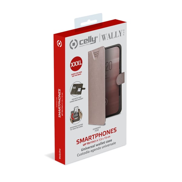 Celly Wally One XXXL mobiltelefon etui 15,2 cm (6") Flipetui Lyserød