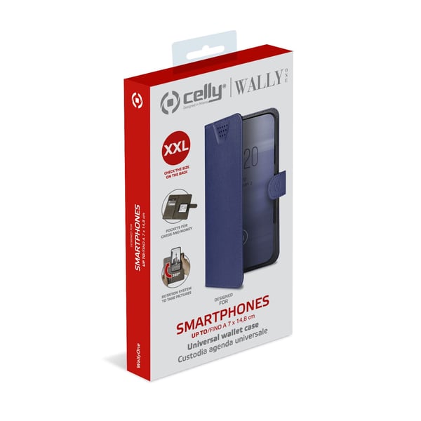 Celly Wally One XXL mobiltelefon etui 14 cm (5.5") Flipetui Blå