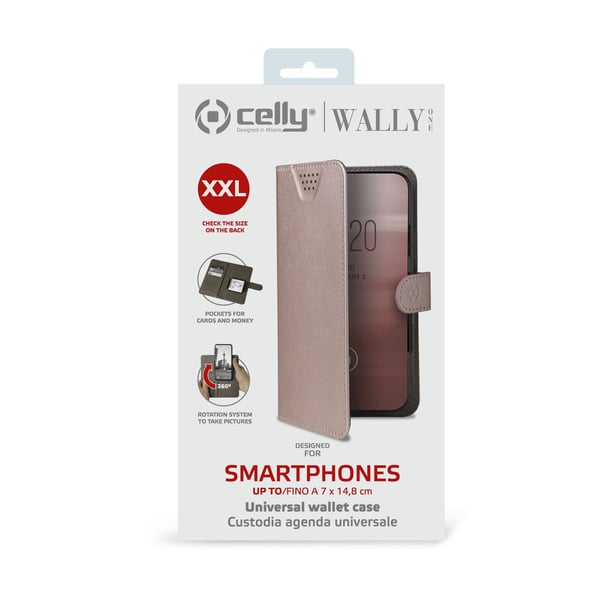 Celly Wally One XXL mobiltelefon etui 14 cm (5.5") Flipetui Lyserød
