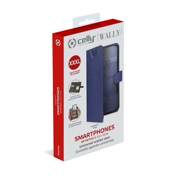 Celly Wally One XXXL mobiltelefon etui 15,2 cm (6") Flipetui Blå