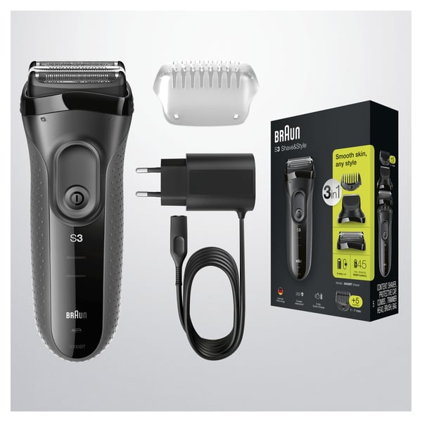 Braun Series 3 3000BT Folie shaver Trimmer Grå