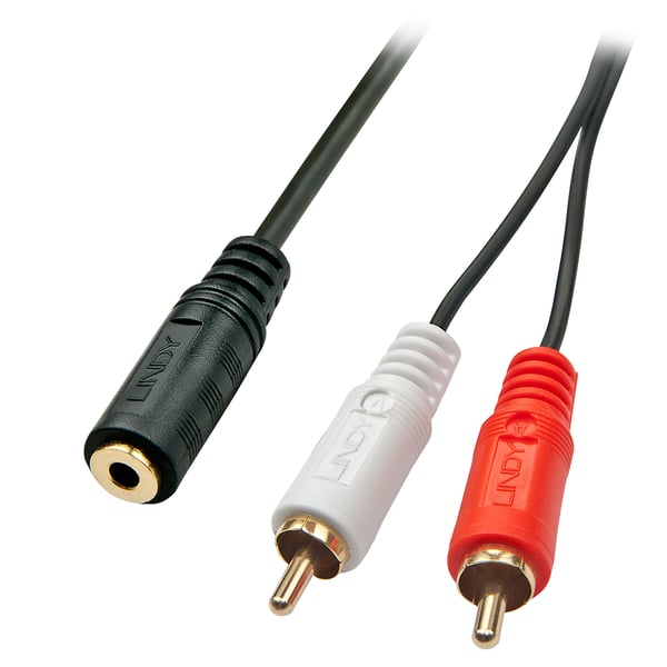 Lindy 35677 audiokaapeli 0,25 m 2 x RCA 3.5mm Musta, Punainen, Valkoinen Lindy 35677 audiokaapeli 0,25 m 2 x RCA 3.5mm Musta, Punainen, Valkoinen