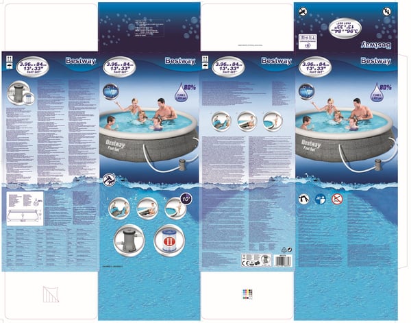 Bestway Fast Set 57376 swimmingpool til over jorden Oppustelig pool Rund 7340 L Grå