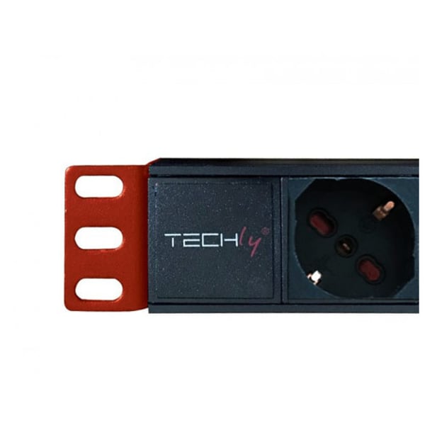 Techly I-CASE STRIP-81V2 tehonjakeluyksikkö 8 AC-pistorasia(a) 1U Musta, Punainen