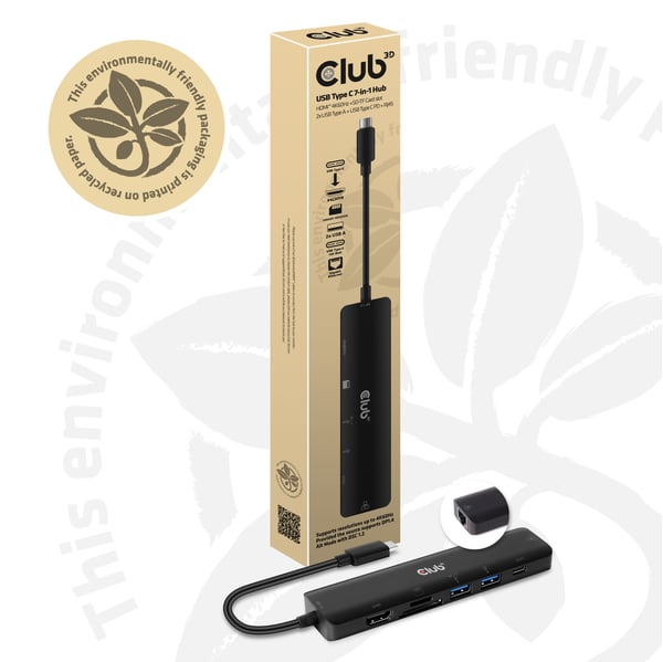 CLUB3D CSV-1592 kannettavien tietokoneiden telakka ja porttitoistin Telakointi USB 3.2 Gen 1 (3.1 Gen 1) Type-C Musta