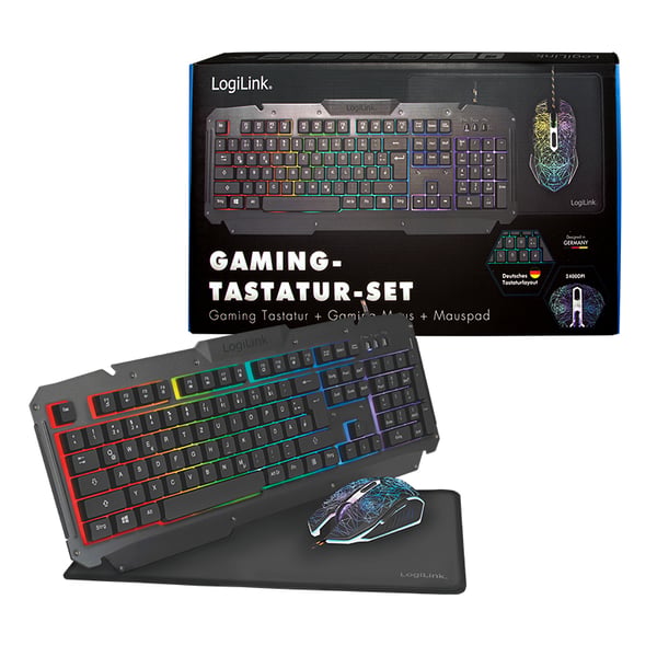LogiLink ID0185 tangentbord Mus inkluderad Spela USB QWERTY Engelsk Svart