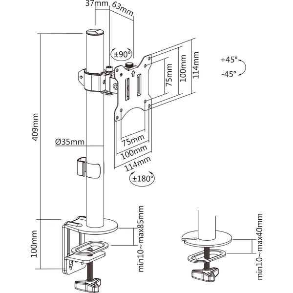 InLine 23108J fäste och ställ till bildskärm 81,3 cm (32") Bord Svart