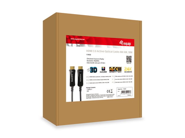 Equip 119430 HDMI-kabel 30 m HDMI Typ A (standard) Svart