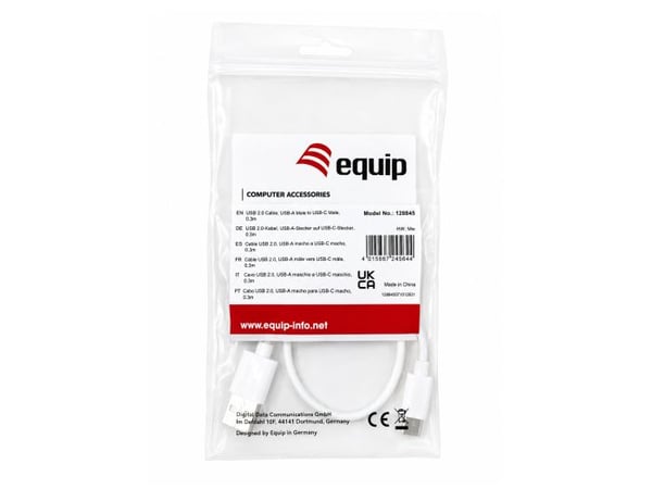 Equip 128845 USB-kabel USB 2.0 0,3 m USB A USB C 0,48 Gbit/sek. Hvid
