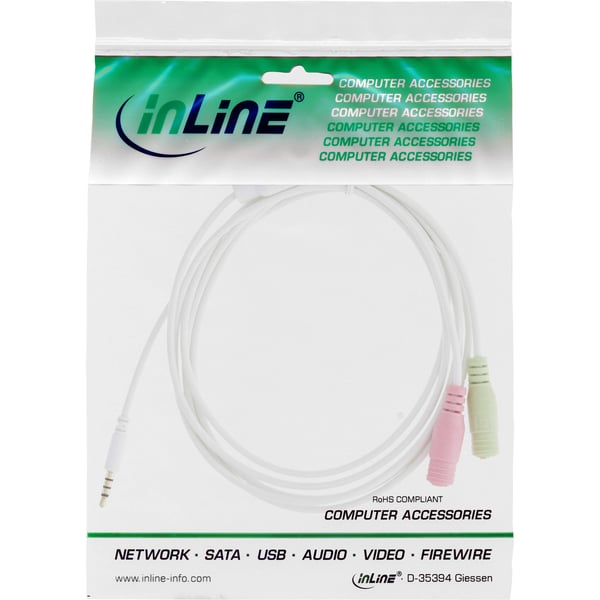 InLine 99301W lydkabel 1 m 3.5mm 2 x 3.5mm Hvid