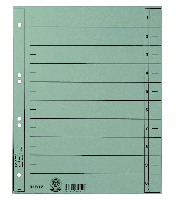 Leitz 16580030 faneskiller Numerisk faneindeks Pap Blå