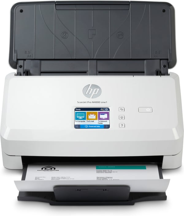 HP ScanJet Pro N4000 snw1 Skanner med papir-tilførsel 600 x 600 dpi A4 Sort, Hvid