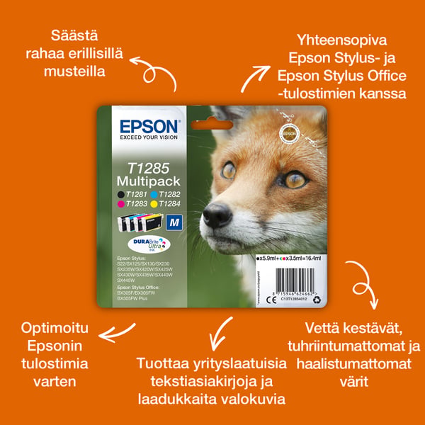 Epson Fox T1285 Kettu DURABrite Ultra, moniväripakkaus, 4 väriä