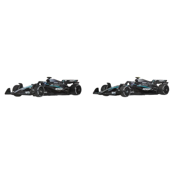 Hot Wheels Premium Mercedes-AMG PETRONAS Formula One-team i 2-pack med Russells och Antonellis racerbilar