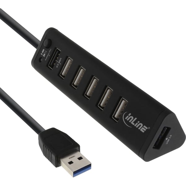 InLine 66763 interface hub USB 3.2 Gen 1 (3.1 Gen 1) Type-A 5000 Mbit/s Sort
