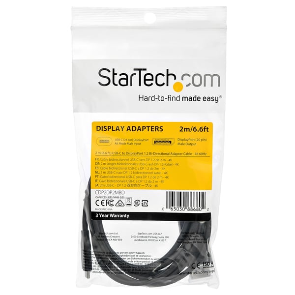 StarTech.com 2 m USB-C till DisplayPort 1.2-kabel - dubbelriktad