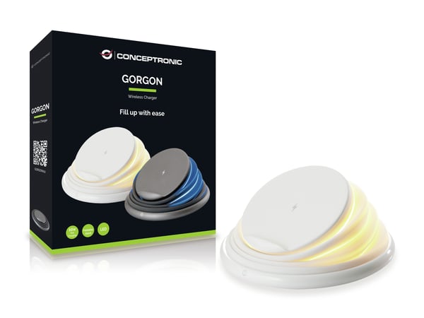 Conceptronic GORGON02W mobiililaitteen laturi Universaali Valkoinen USB Langaton lataaminen Pikalataus Sisätila