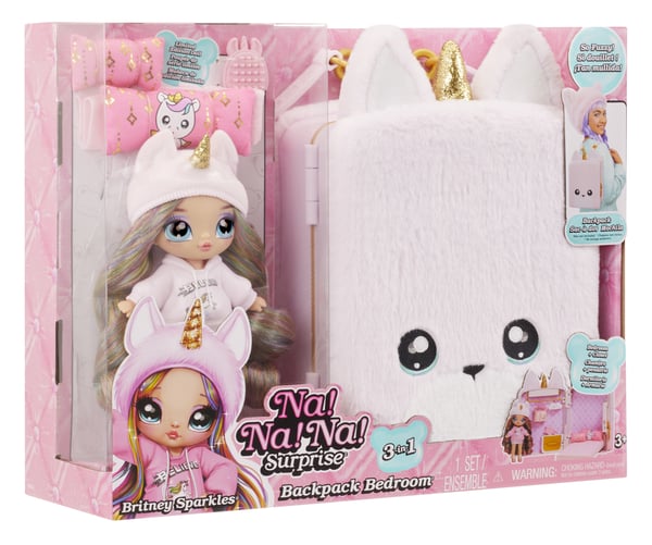 Na! Na! Na! Surprise 3-in-1 Backpack Bedroom Unicorn Playset- Britney Sparkles