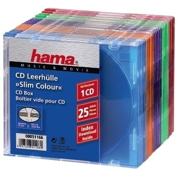 Hama CD Slim Box Pack of 25, Coloured 1 diskar Multifärg